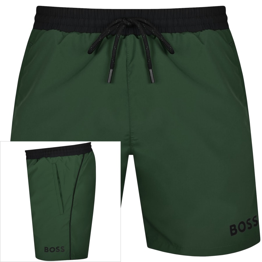 Green hugo boss swim shorts store